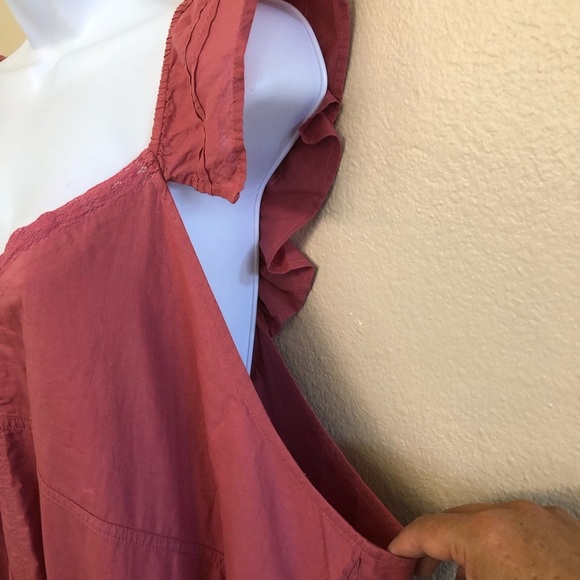 Treasure & Bond Flutter Sleeves Midi Dress in  Pink Mauve Tie Back Plus Size 3X - Picture 7 of 15